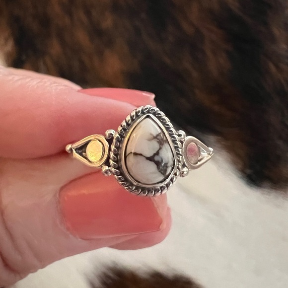 ❤️ Wild Horse Jasper Magnesite Navajo Style Southwestern 925 Ring Sz 6.75 - Picture 5 of 12